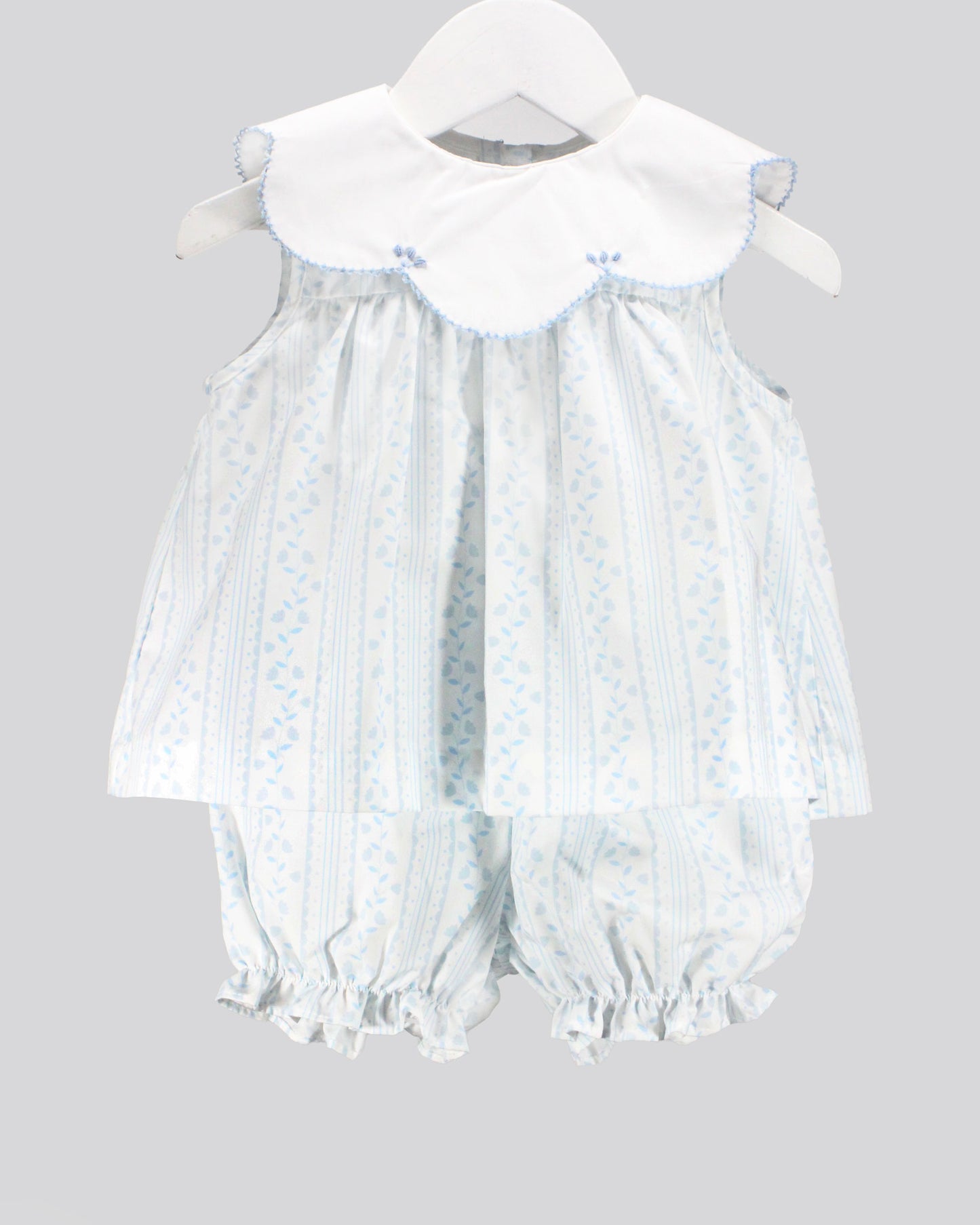 Scalloped Blue Bloomer Set