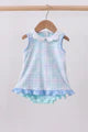 Blue Plaid Bow Print Bubble