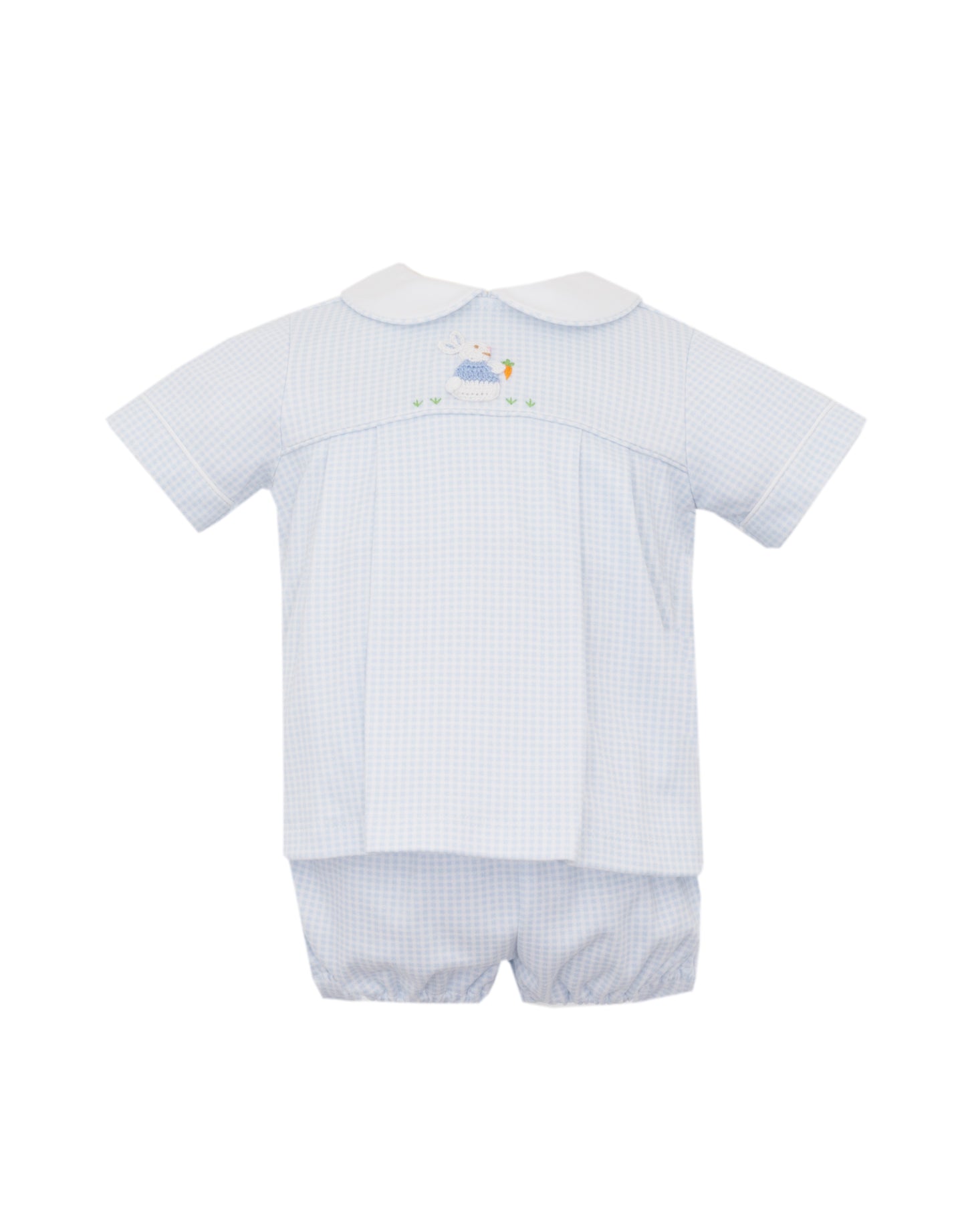 Crochet Bunny Boy's Diaper/Shorts Set- Blue Gingham