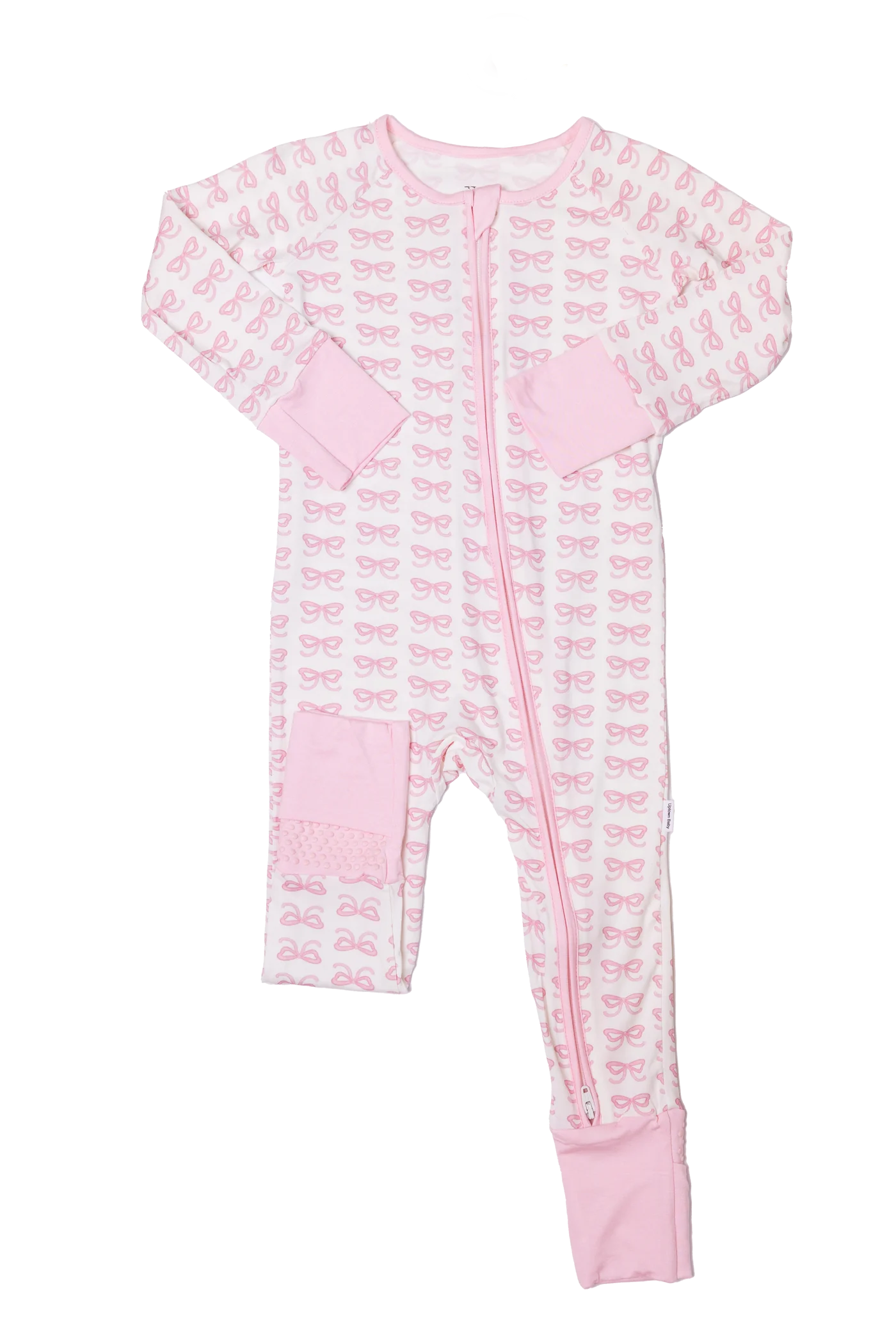 Pink Bow Sleep Romper Zip
