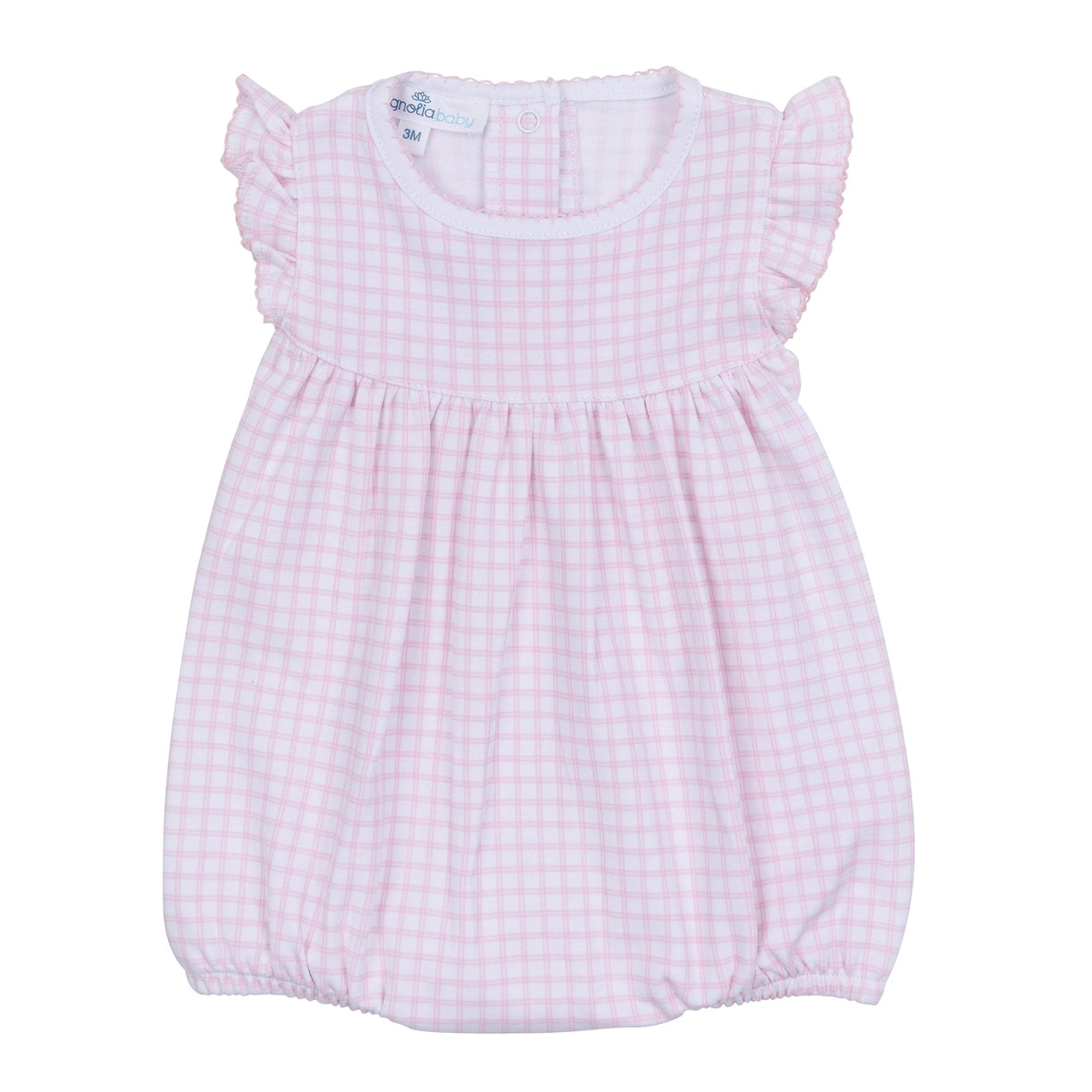Pink Gingham Flutter Sleeve Bubble