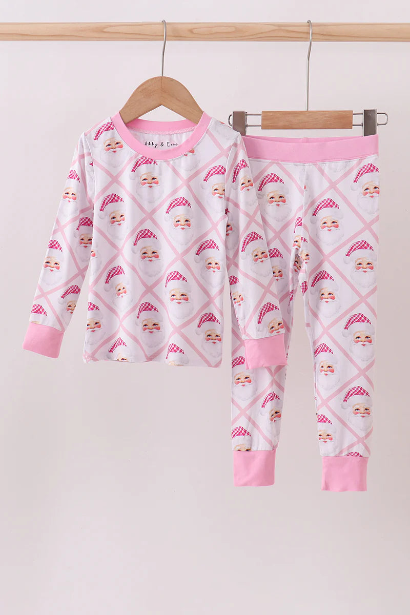 Pink and white Santa 2 pc pjs