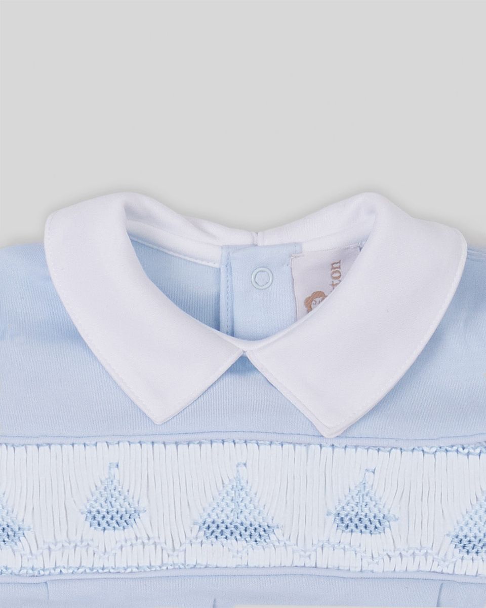 Smocked Sailboat Bubble- Blue