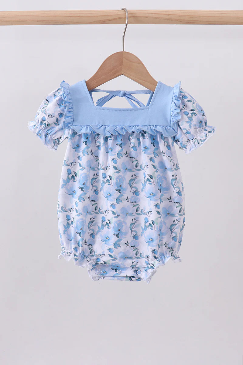 Blue Floral Ruffle Bubble