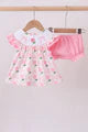Pink Bow Hydrangea Smocked Bloomer Set