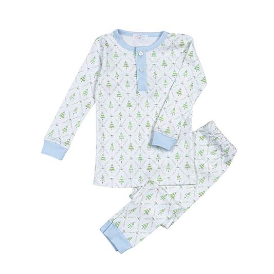 Holly Night Pima 2 Piece Set- Light Blue