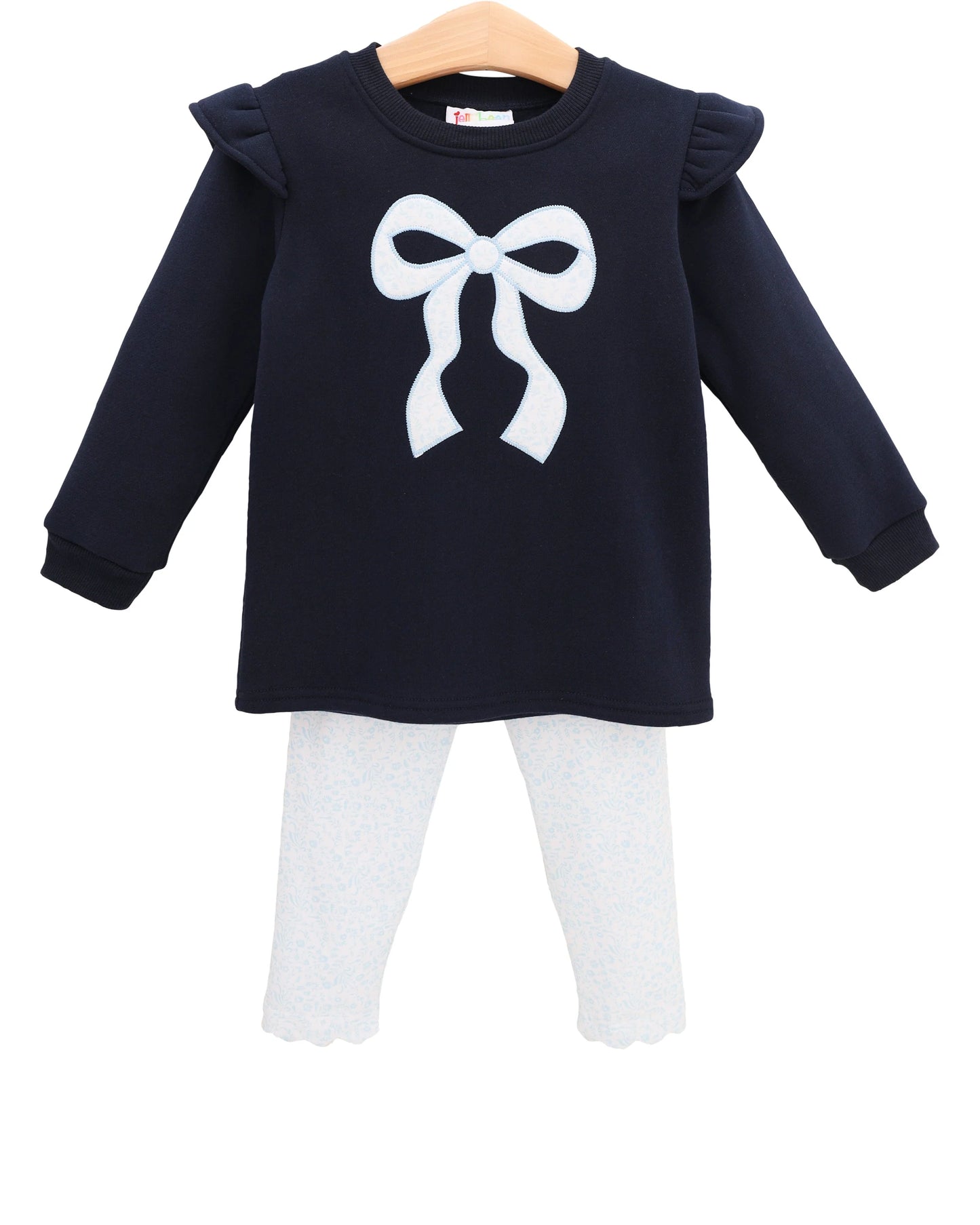 Blue Blooms Ruffle Sweatshirt Set