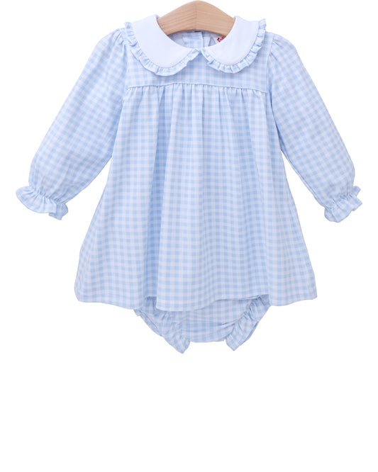Catherine Diaper Set-Light Blue Gingham