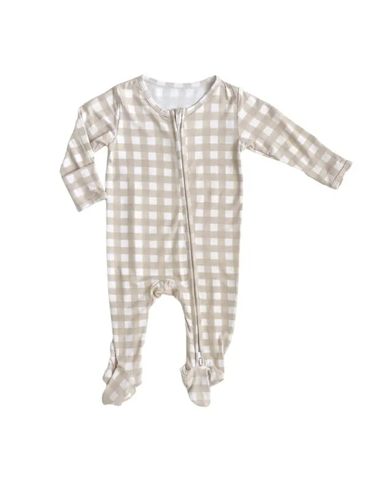 Gingham Zipper Footie