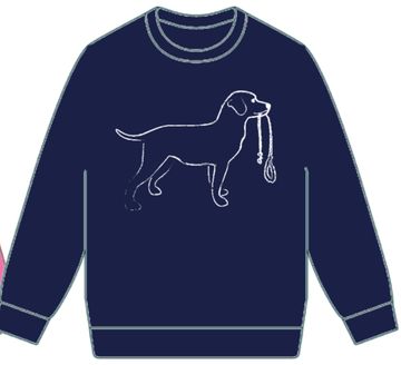 Dog with Leash Sweatshirt- Navy