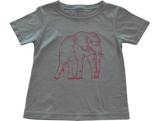 Elephant T-shirt- Gray & Crimson