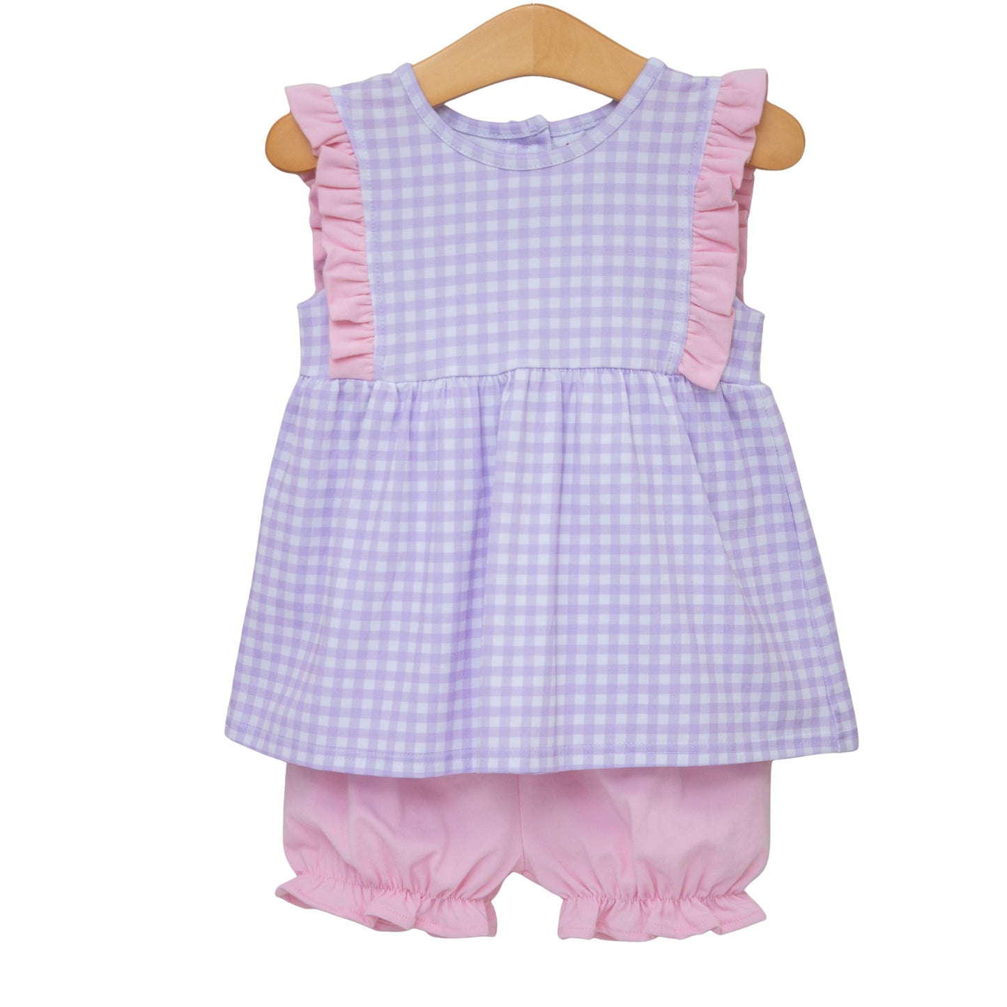 Lavender Gingham with Light Pink Bloomer Set
