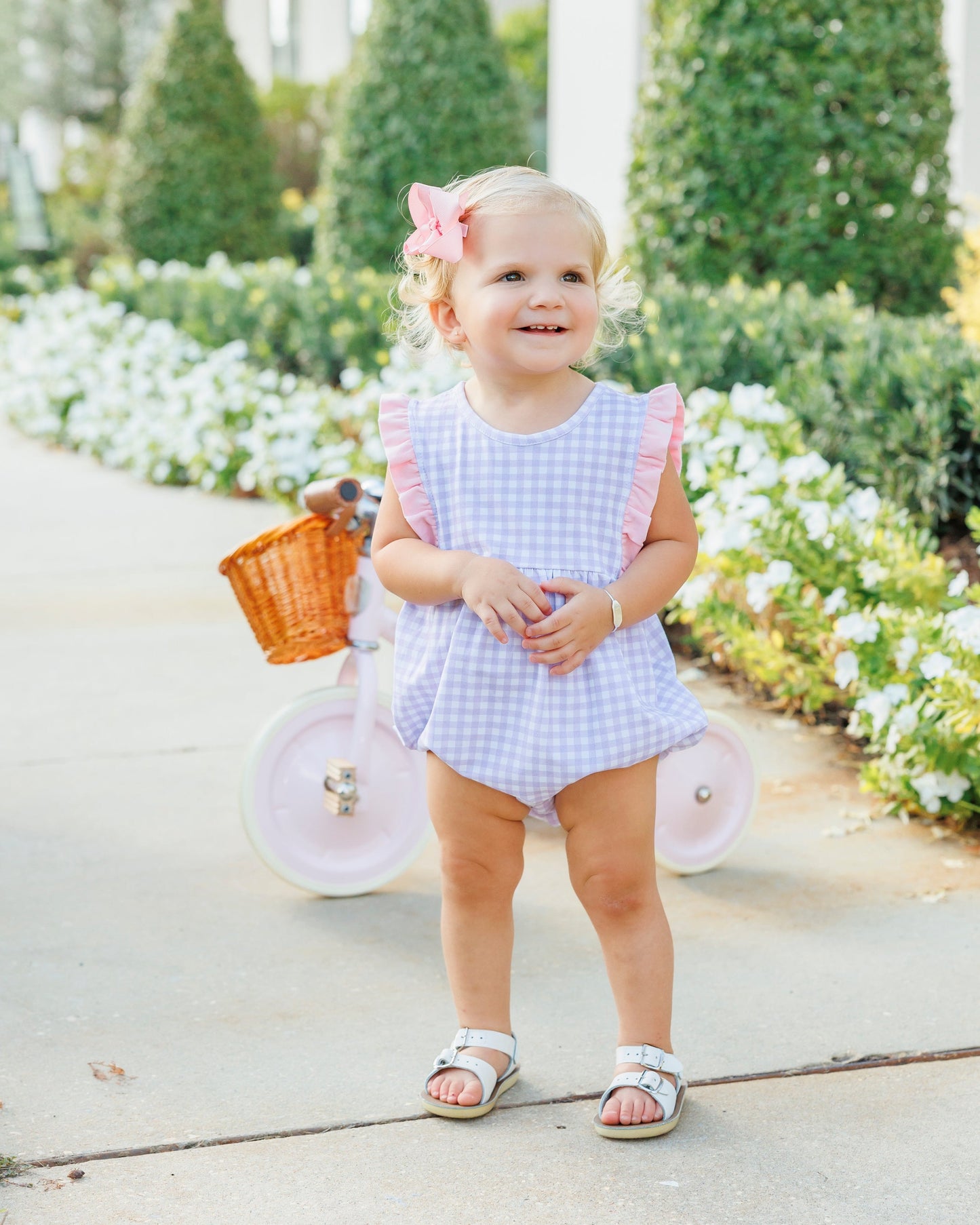 Lavender Gingham with Light Pink Bubble