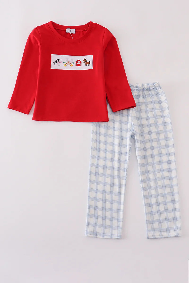 Farm Embroidery Pants Set