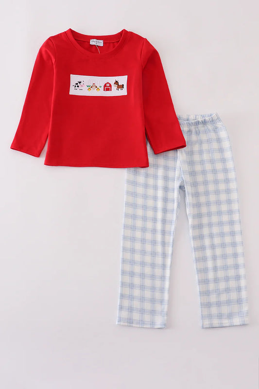 Farm Embroidery Pants Set
