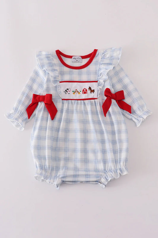 Blue Farm Embroidery Ruffle Bubble