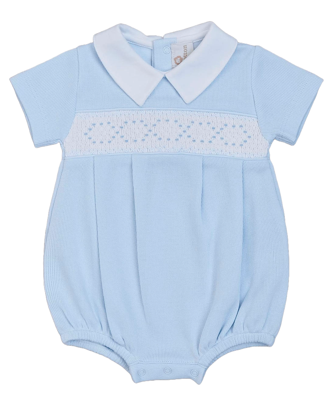 Blue Handsmocked Bubble