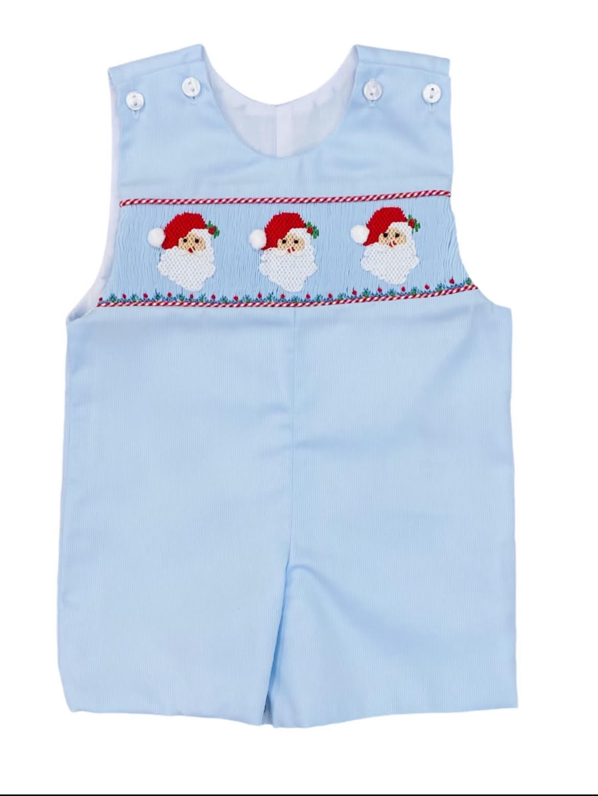 Santa Smocked Shortall-Blue