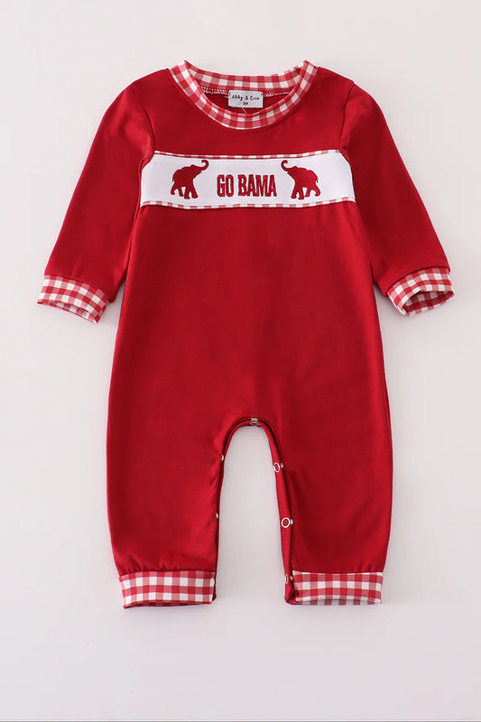 Crimson Alabama Embroidery Romper