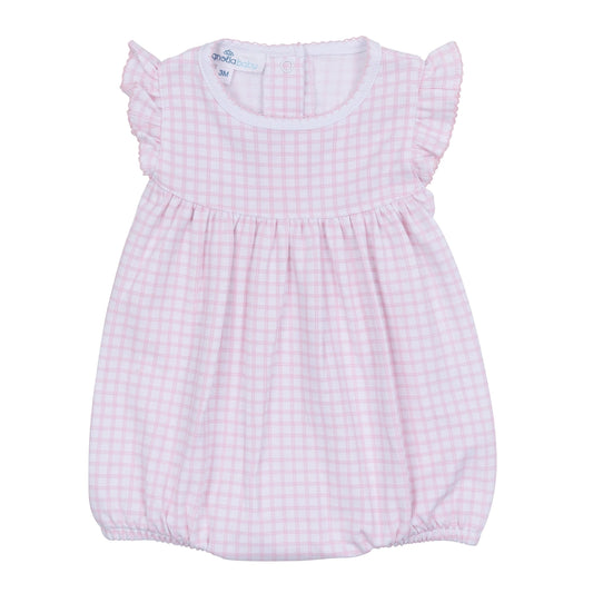Pink Gingham Flutter Sleeve Bubble