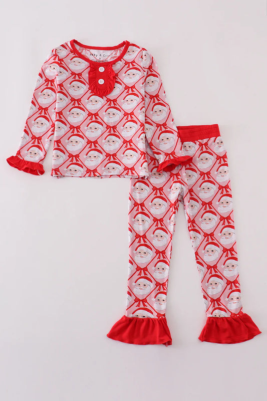 Pink Santa Ruffle Pajama 2 pc