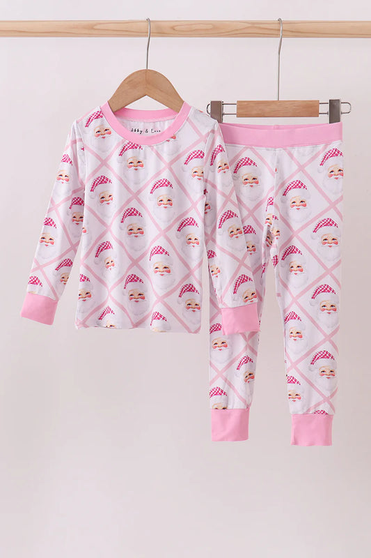 Pink and white Santa 2 pc pjs