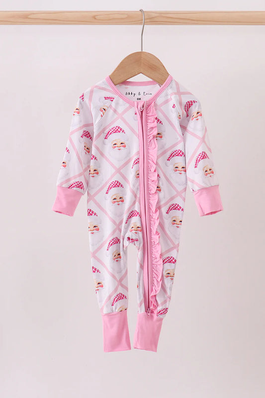 Pink and White Santa Ruffle Zip