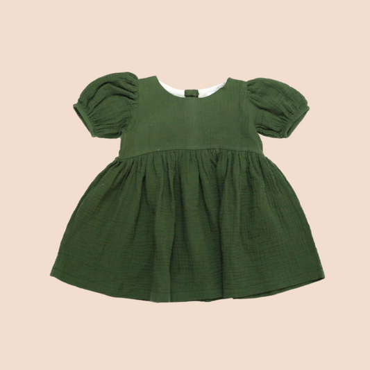 Puffy Sleeve Dress Pine