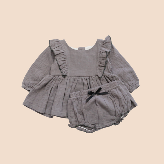 Ruffled Lap Dress-Ash