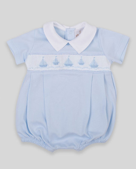 Smocked Sailboat Bubble- Blue