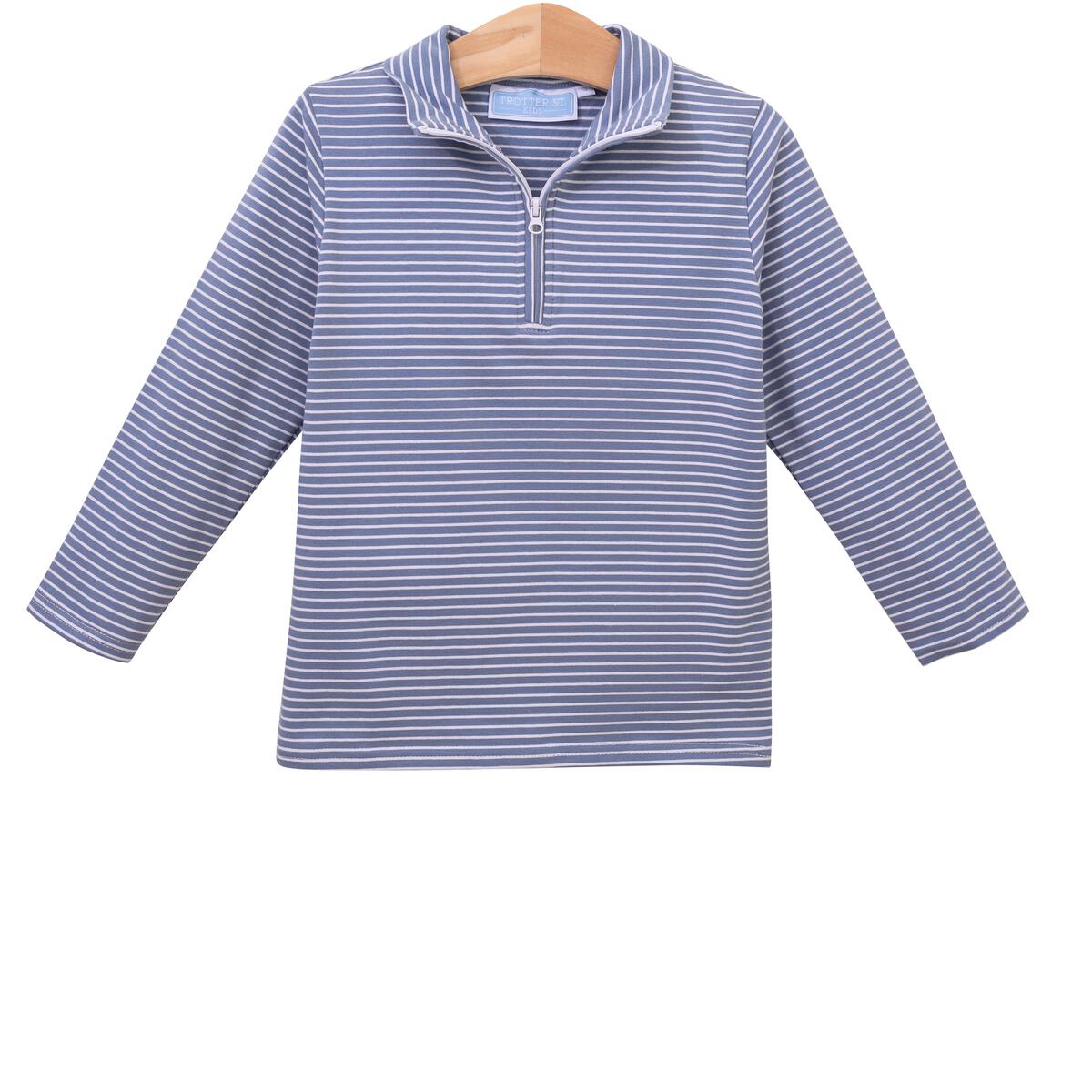 Tucker Pullover- Slate Blue Stripe