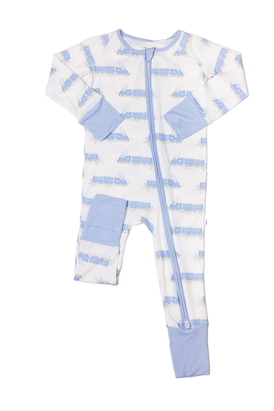 Trains Sleep Romper Zip