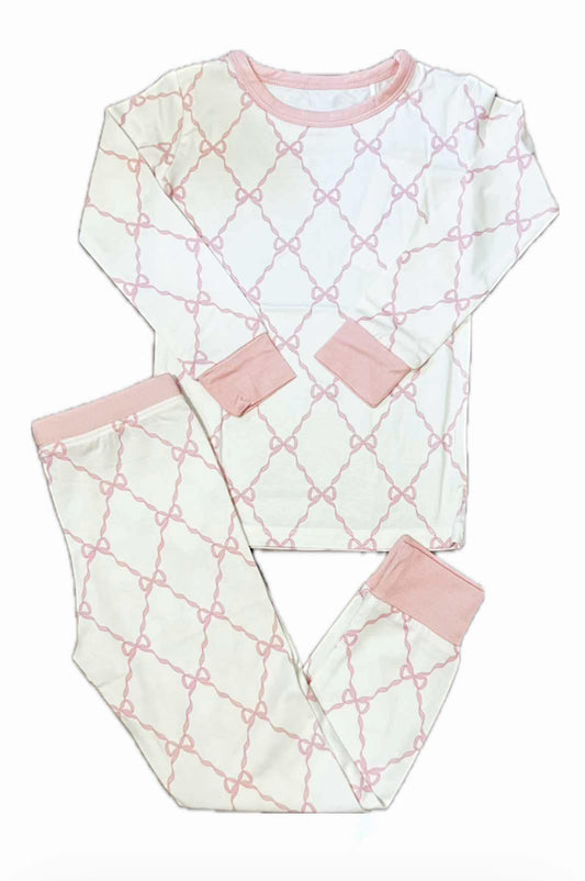 Pink Bow Trellis 2 Pc Pajama Set