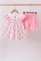 Pink Bow Hydrangea Smocked Short Set