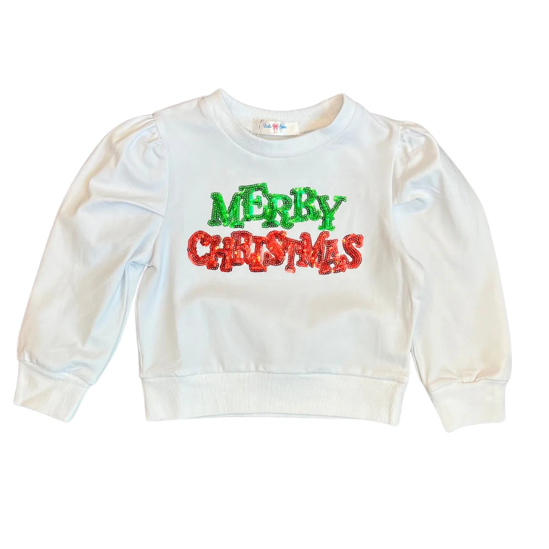 Sequin "Merry Christmas" Long Sleeve Tee